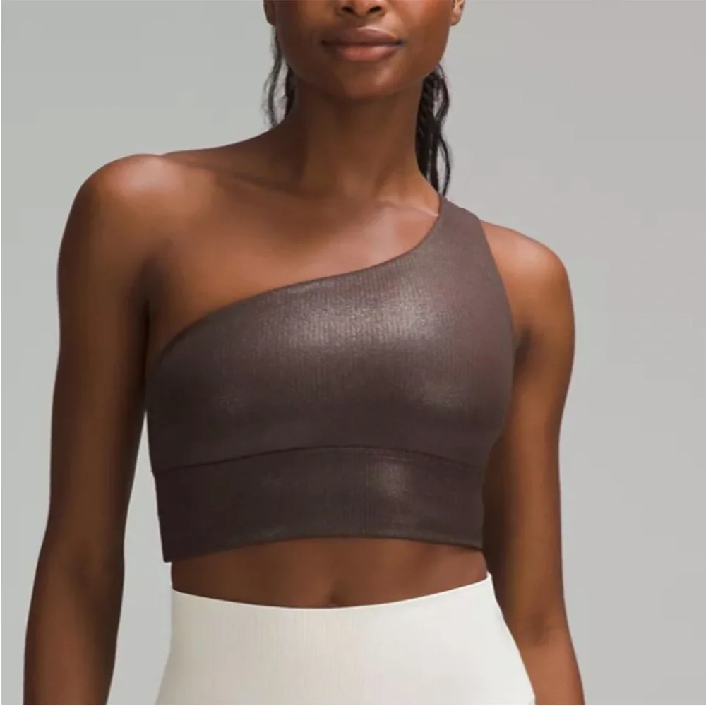 Lululemon Align Asymetrical Ribbed Bra C/D *Shine in Espresso, size 4